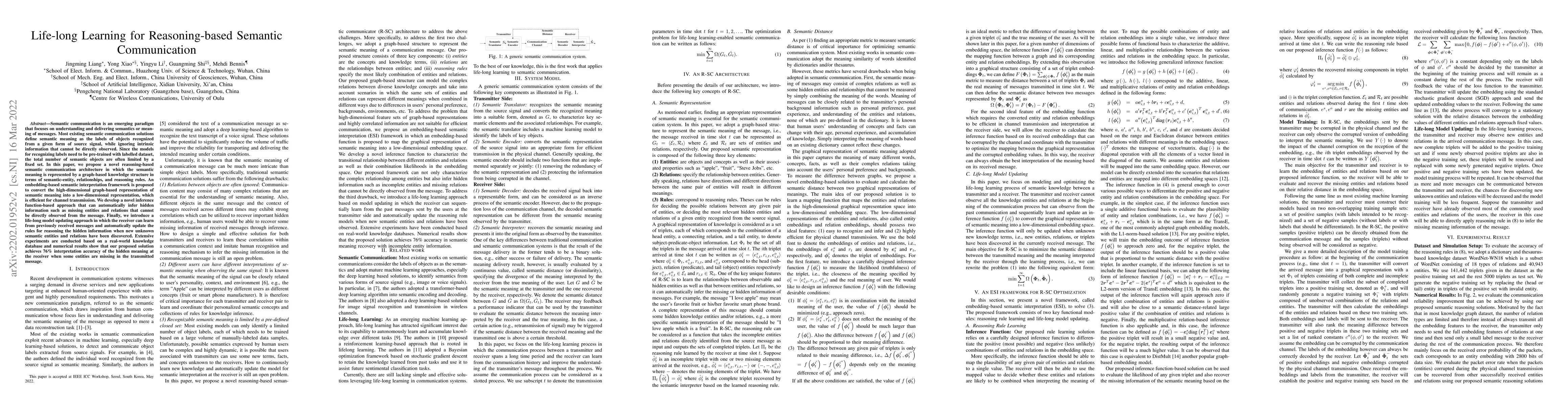 Thumbnail for Life-long Learning for Reasoning-based Semantic Communication