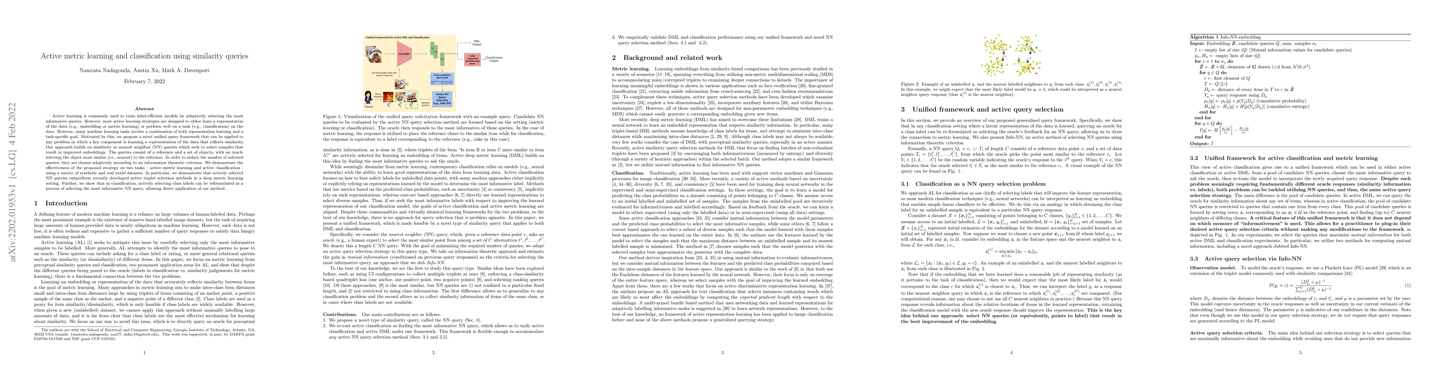 Thumbnail for Active metric learning and classification using similarity queries
