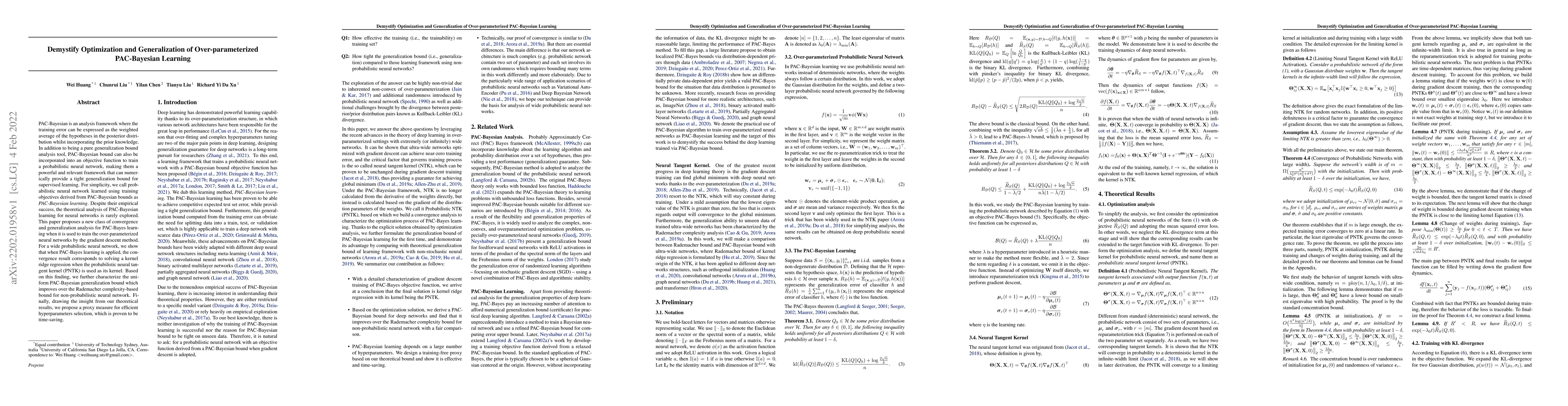 Thumbnail for Demystify Optimization and Generalization of Over-parameterized
  PAC-Bayesian Learning