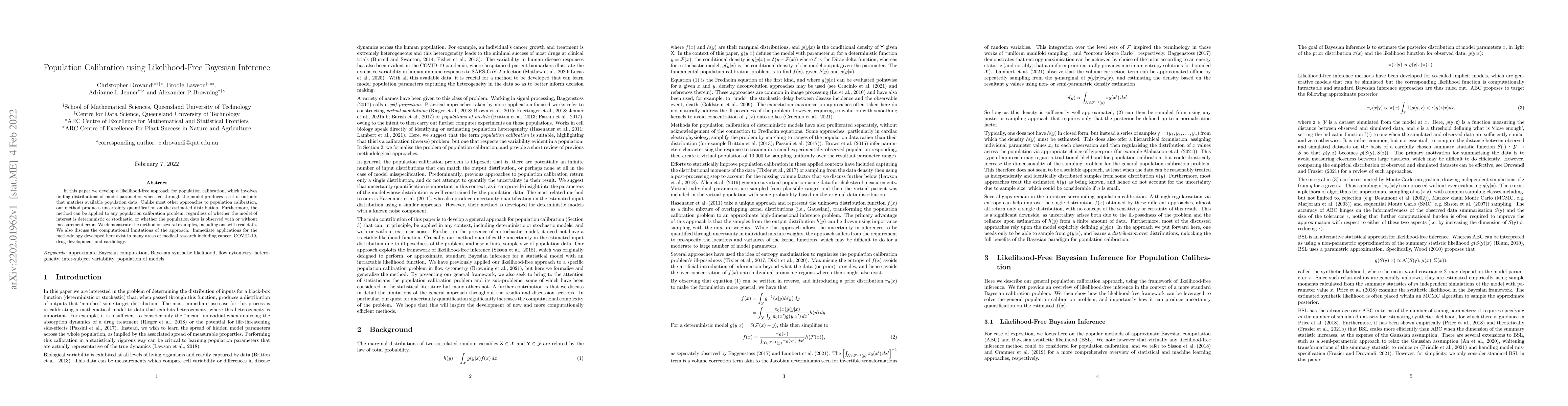 Thumbnail for Population Calibration using Likelihood-Free Bayesian Inference