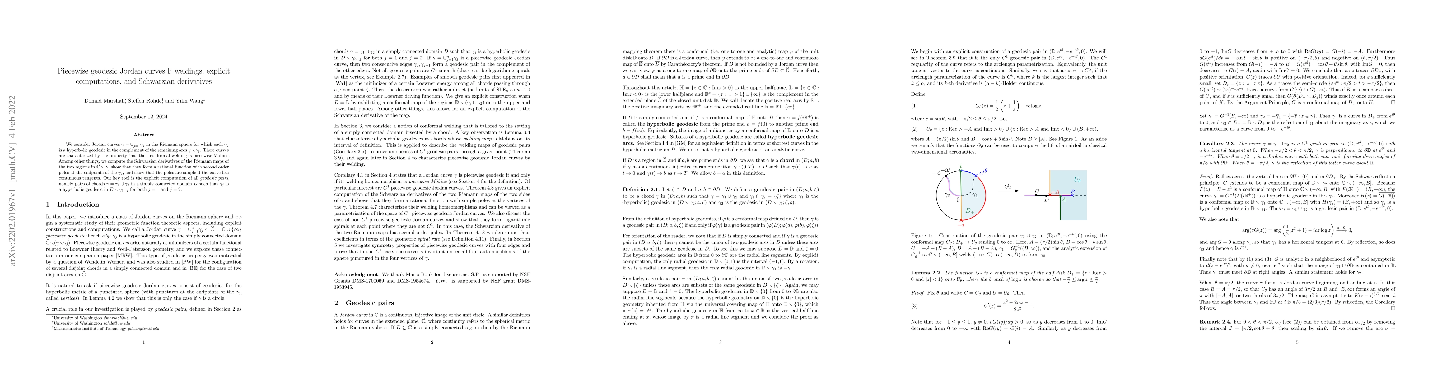 Thumbnail for Piecewise geodesic Jordan curves I: weldings, explicit computations, and
  Schwarzian derivatives