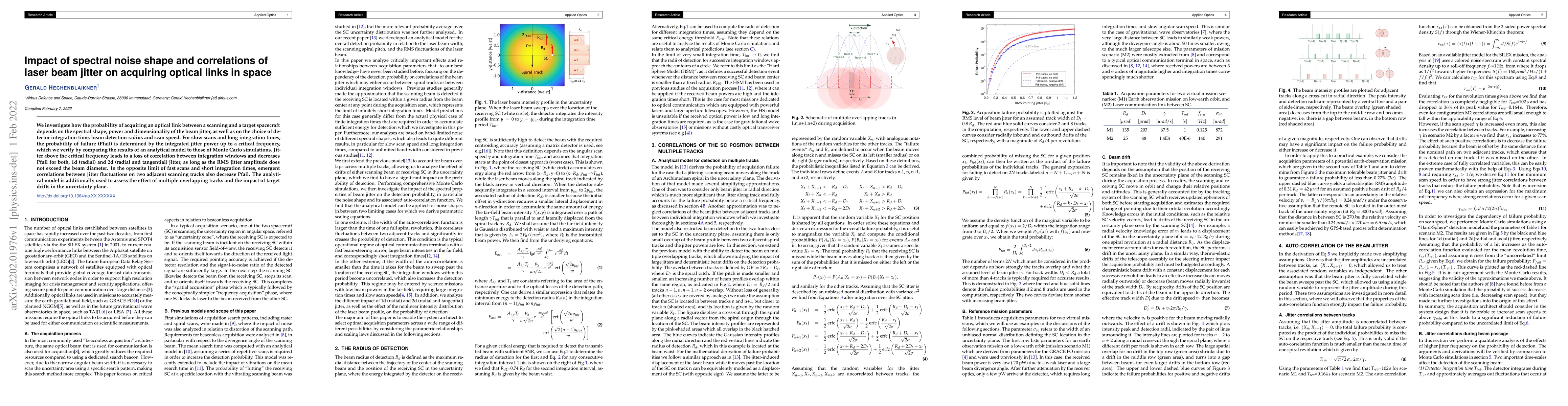 Thumbnail for Impact of spectral noise shape and correlations of laser beam jitter on
  acquiring optical links in space