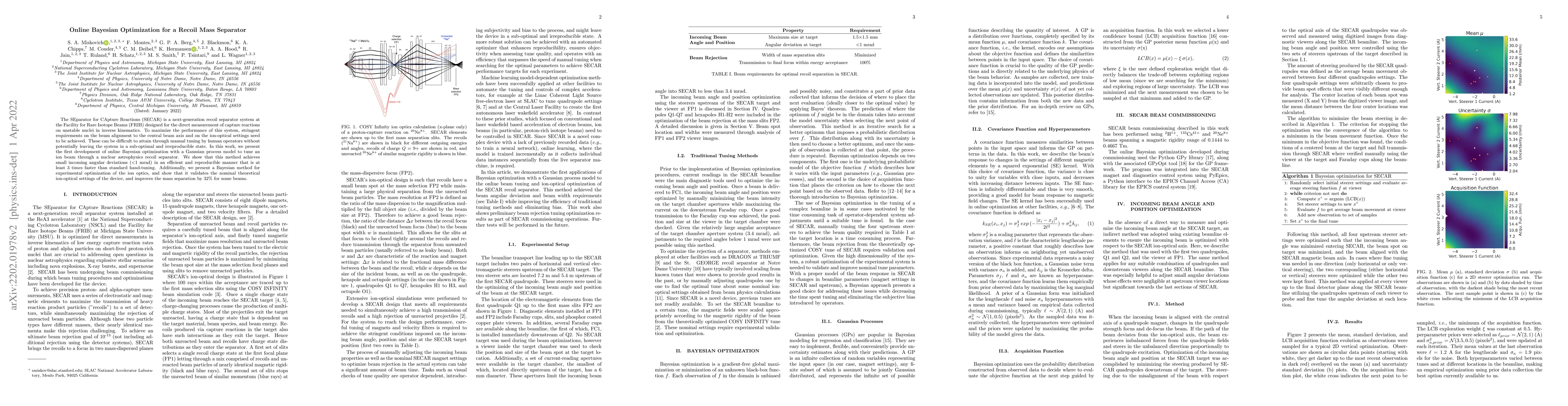 Thumbnail for Online Bayesian Optimization for a Recoil Mass Separator