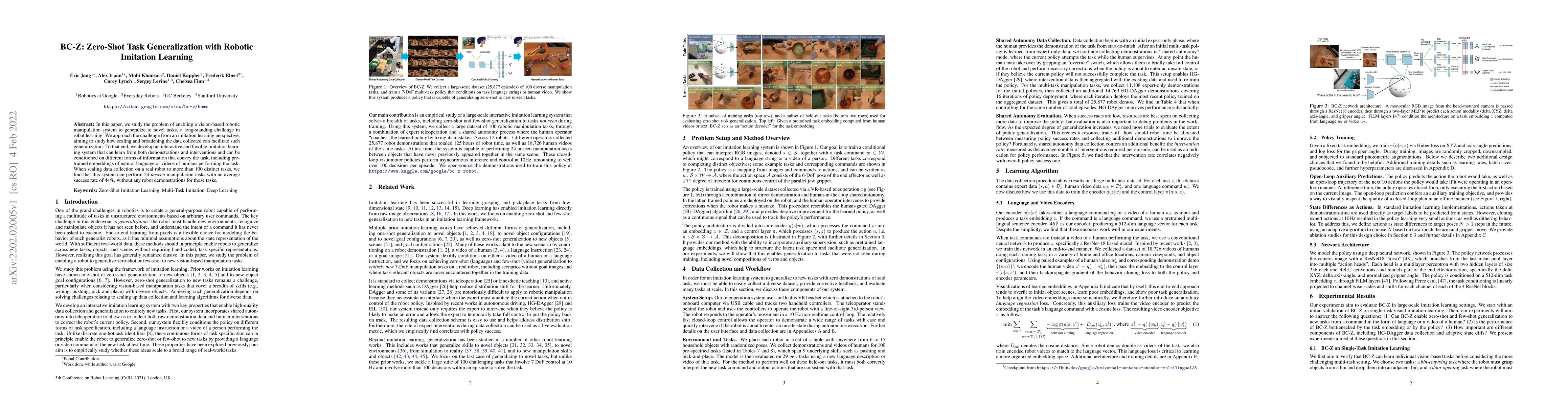 Thumbnail for BC-Z: Zero-Shot Task Generalization with Robotic Imitation Learning