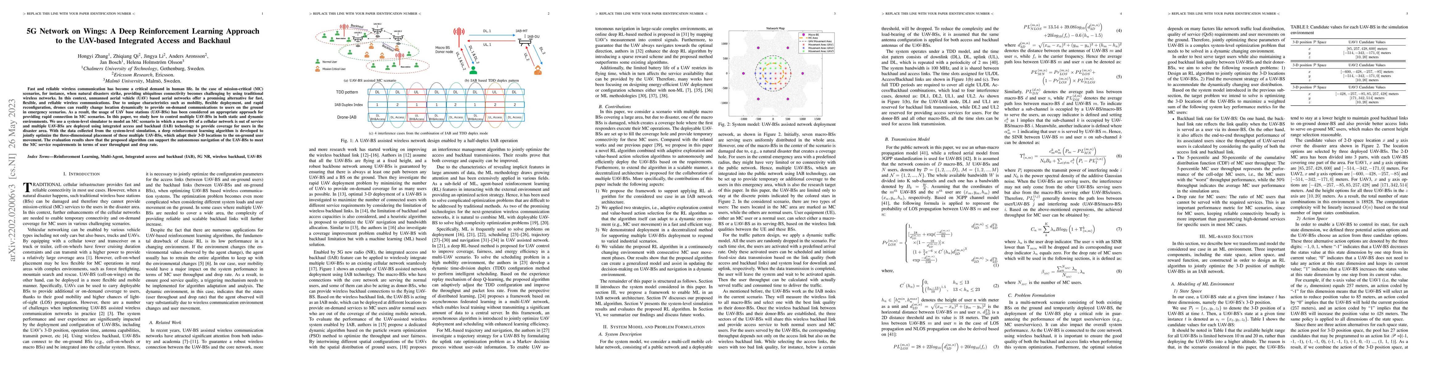 Thumbnail for 5G Network on Wings: A Deep Reinforcement Learning Approach to the
  UAV-based Integrated Access and Backhaul