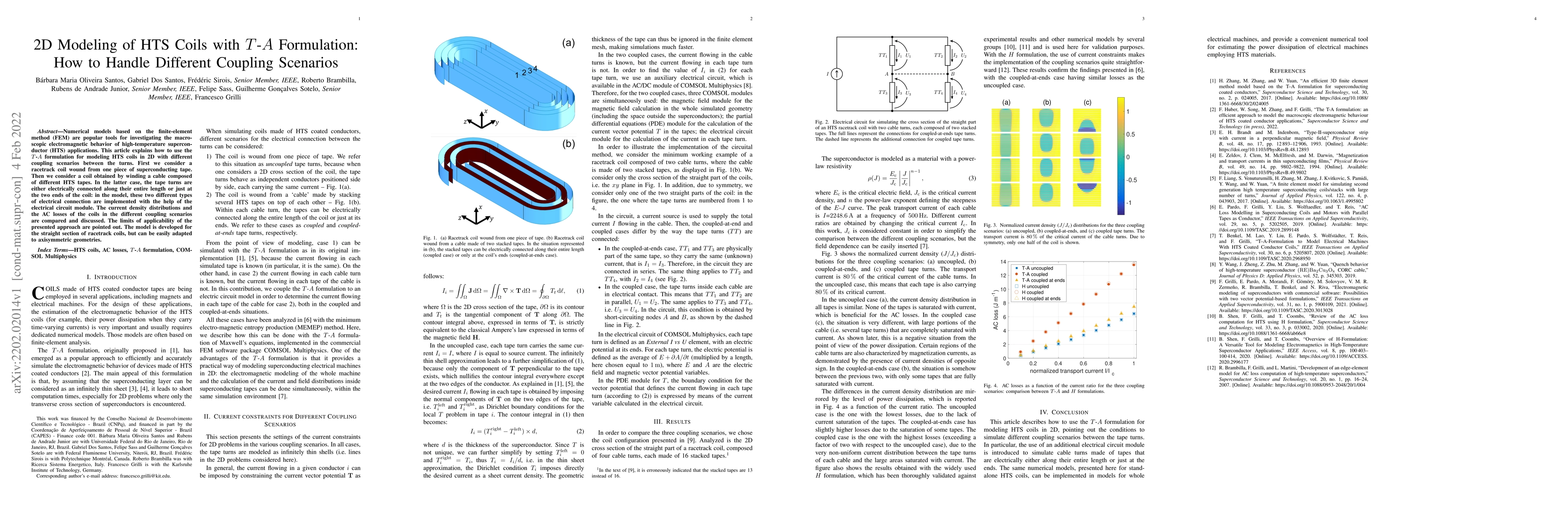 Thumbnail for 2D Modeling of HTS Coils with $T$-$A$ Formulation: How to Handle
  Different Coupling Scenarios