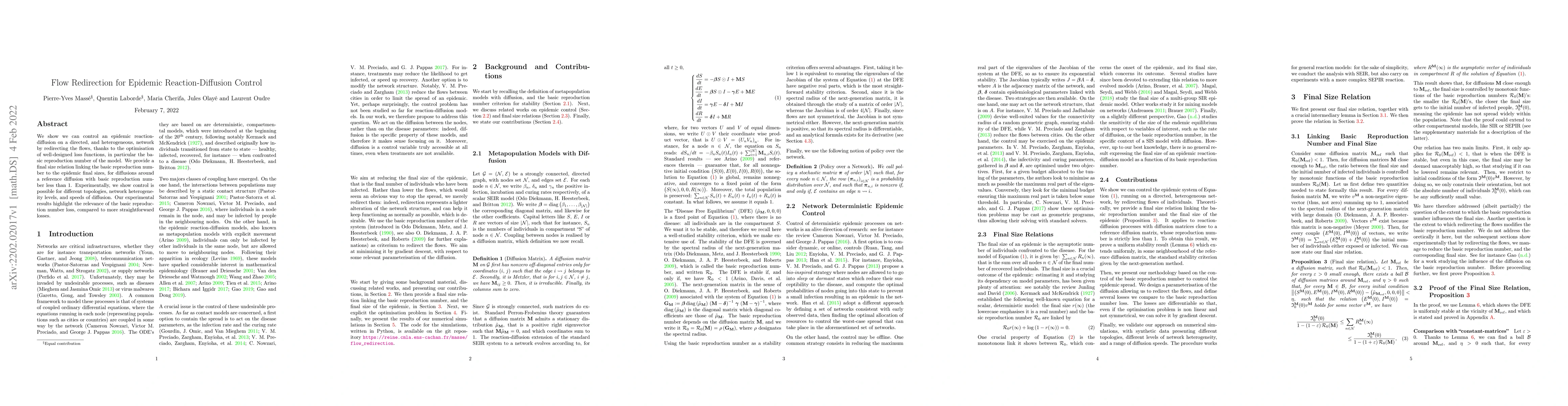 Thumbnail for Flow Redirection for Epidemic Reaction-DIffusion Control