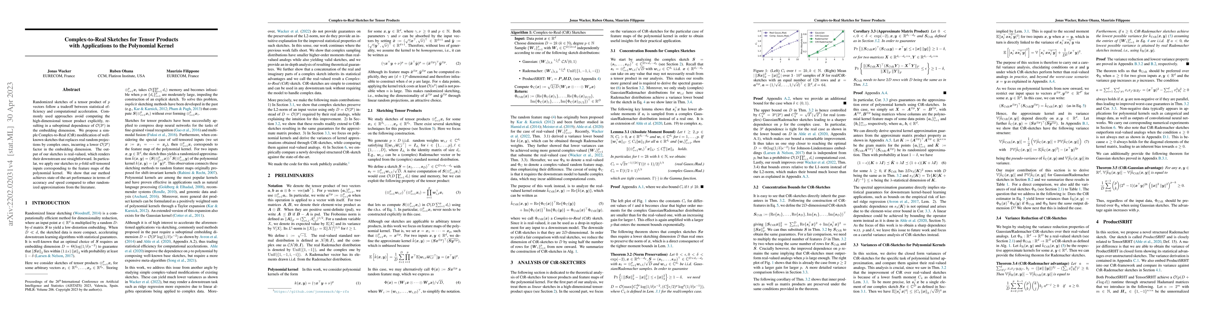 Thumbnail for Complex-to-Real Sketches for Tensor Products with Applications to the
  Polynomial Kernel