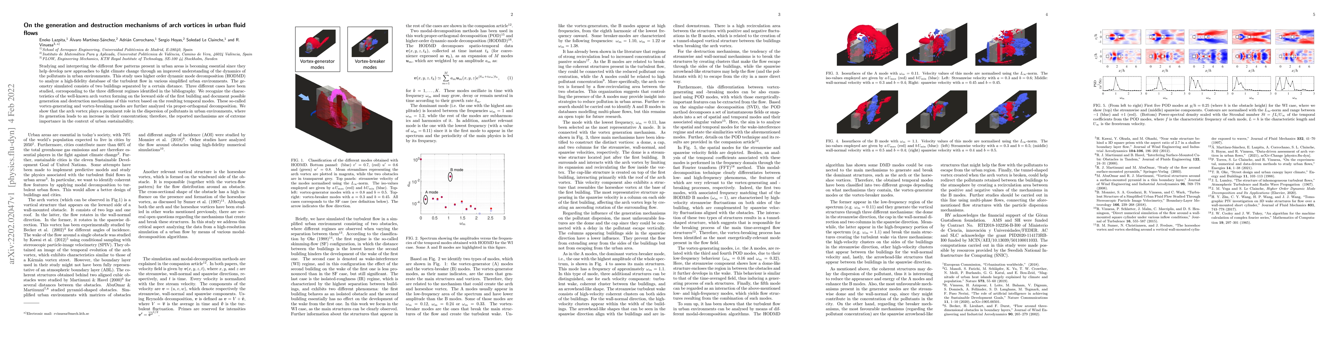 Thumbnail for On the generation and destruction mechanisms of arch vortices in urban
  fluid flows
