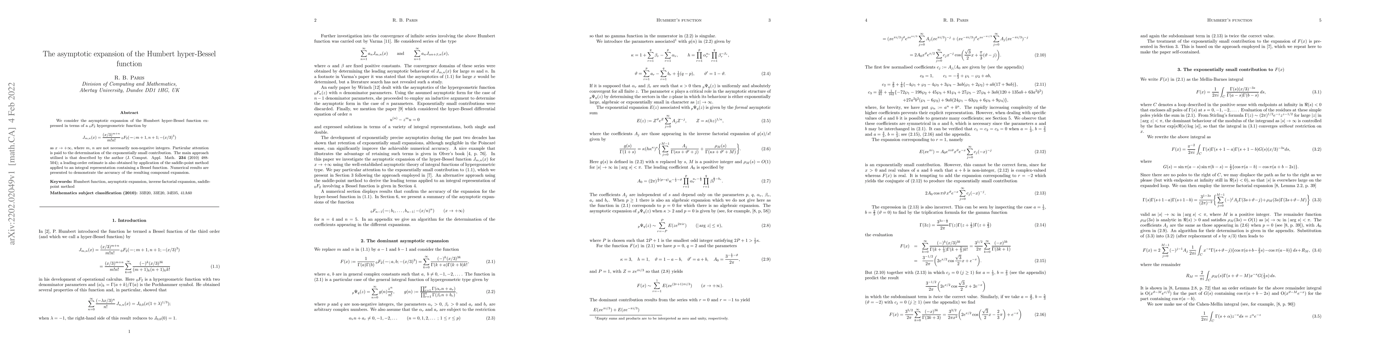 Thumbnail for The asymptotic expansion of the Humbert hyper-Bessel function