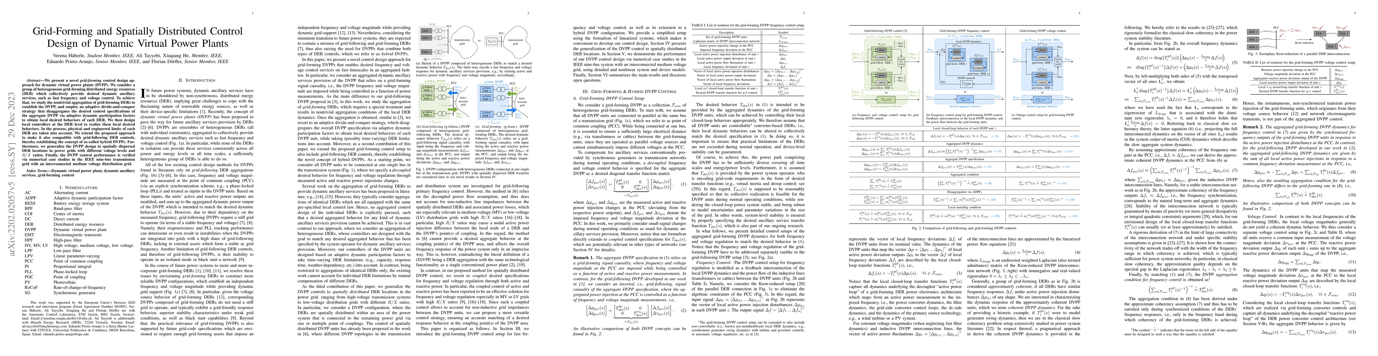 Thumbnail for Grid-Forming and Spatially Distributed Control Design of Dynamic Virtual
  Power Plants