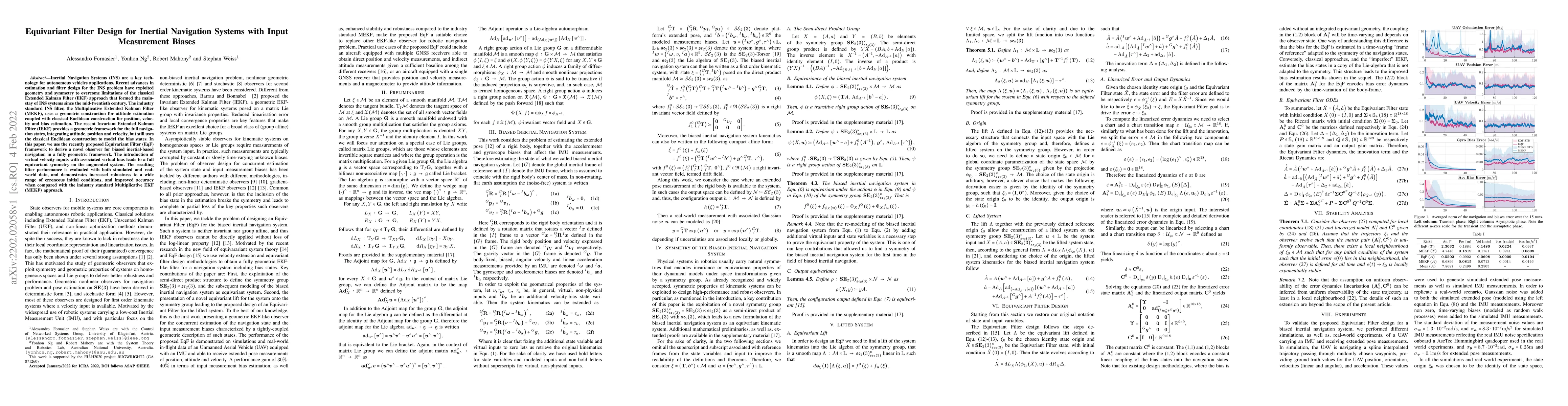 Thumbnail for Equivariant Filter Design for Inertial Navigation Systems with Input
  Measurement Biases