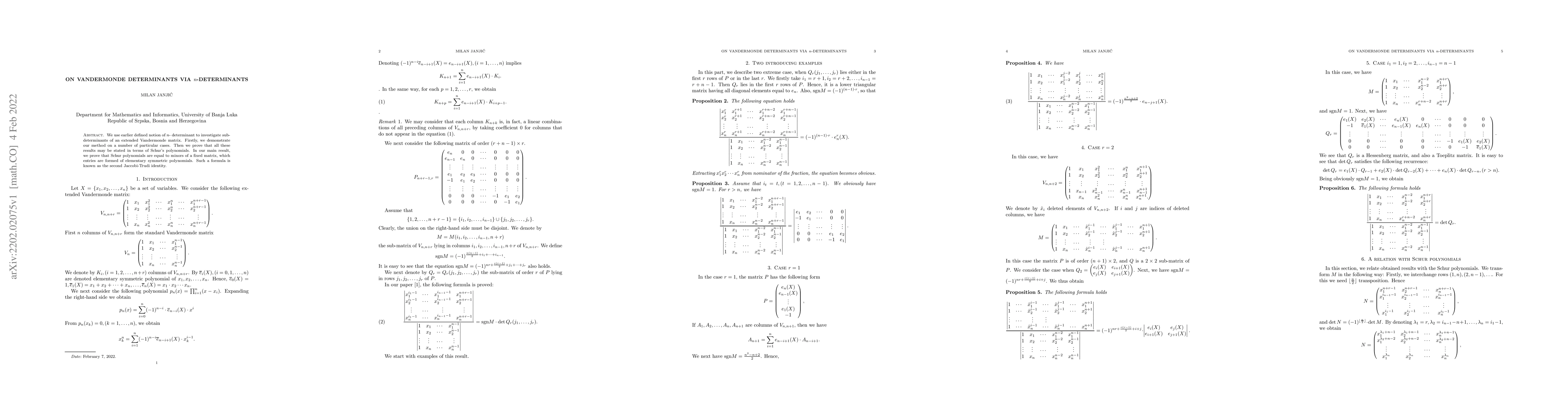 Thumbnail for On Vandermonde determinants via $n$-determinants