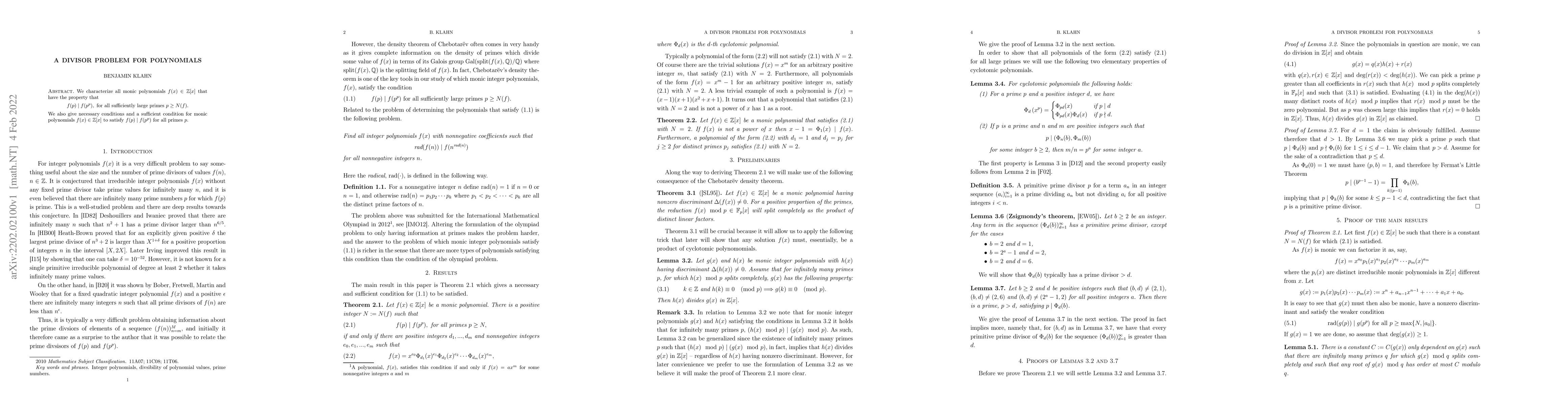 Thumbnail for A Divisor problem for polynomials