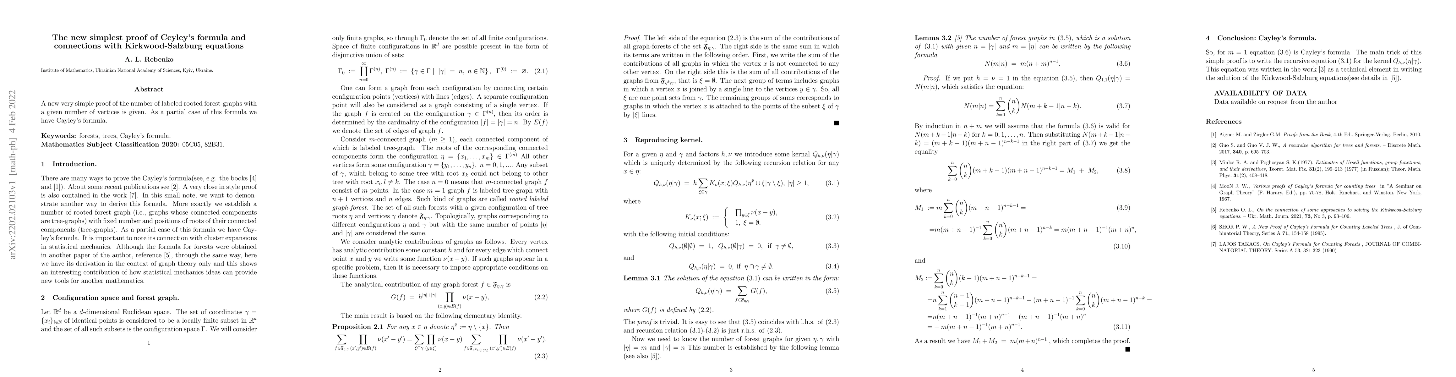 Thumbnail for The new simplest proof of Ceyley's formula and connections with
  Kirkwood-Salzburg equations
