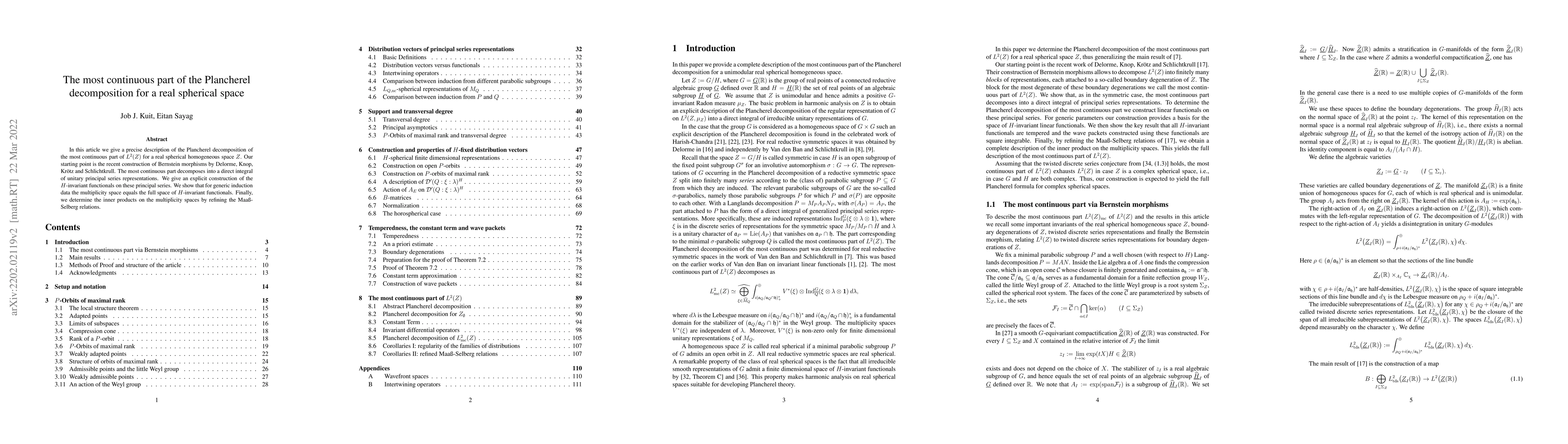 Thumbnail for The most continuous part of the Plancherel decomposition for a real
  spherical space