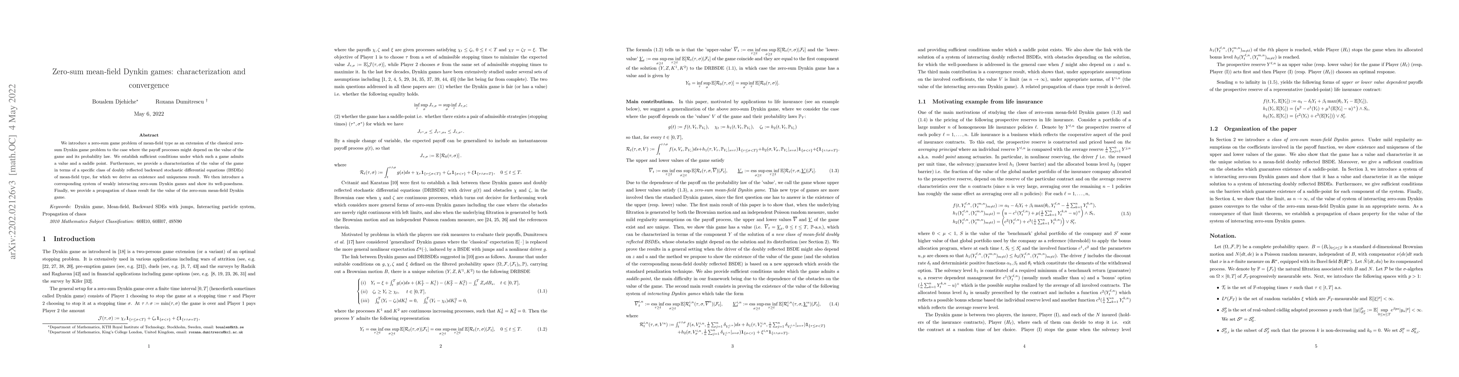 Thumbnail for Zero-sum mean-field Dynkin games: characterization and convergence