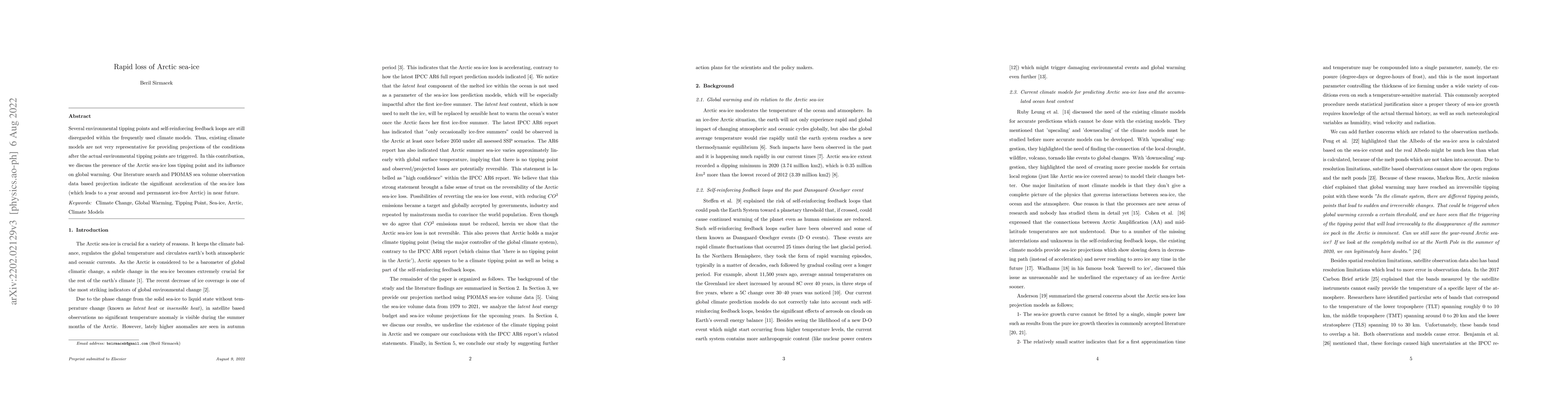 Thumbnail for Rapid loss of Arctic sea ice
