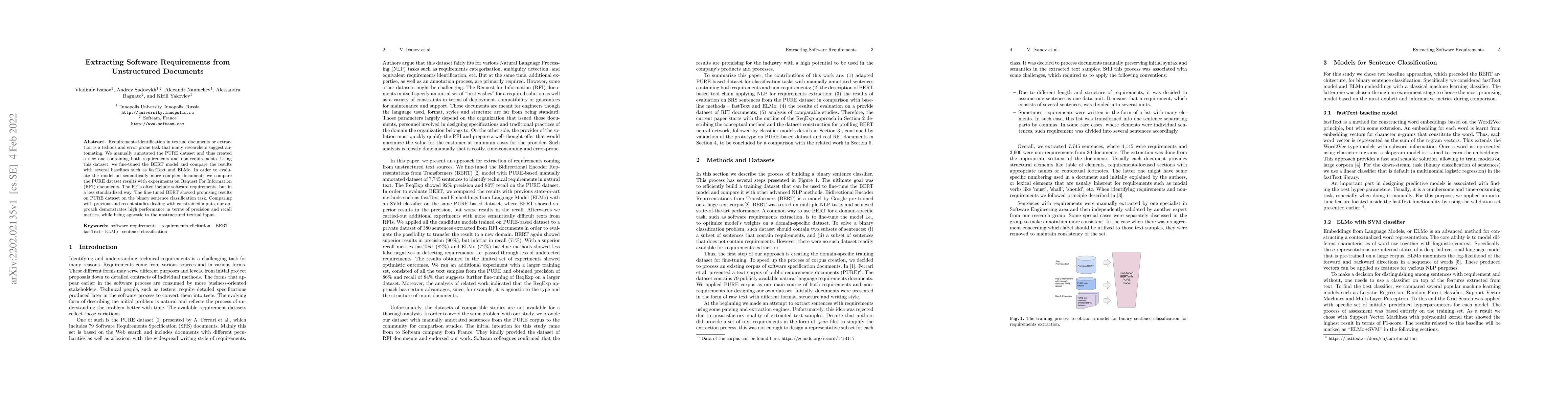 Thumbnail for Extracting Software Requirements from Unstructured Documents