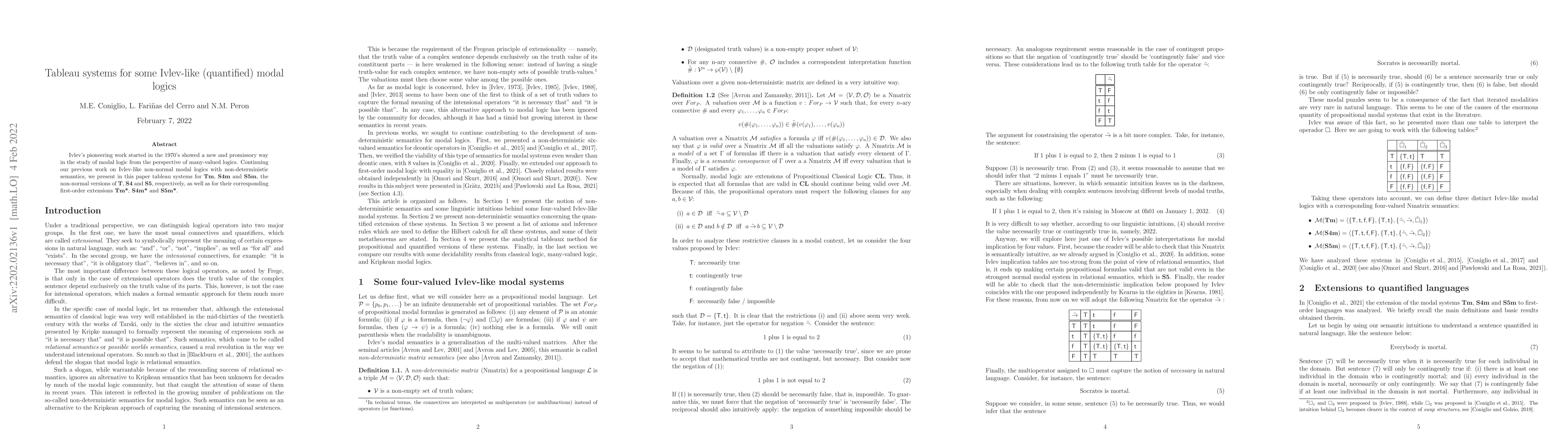 Thumbnail for Tableau systems for some Ivlev-like (quantified) modal logics