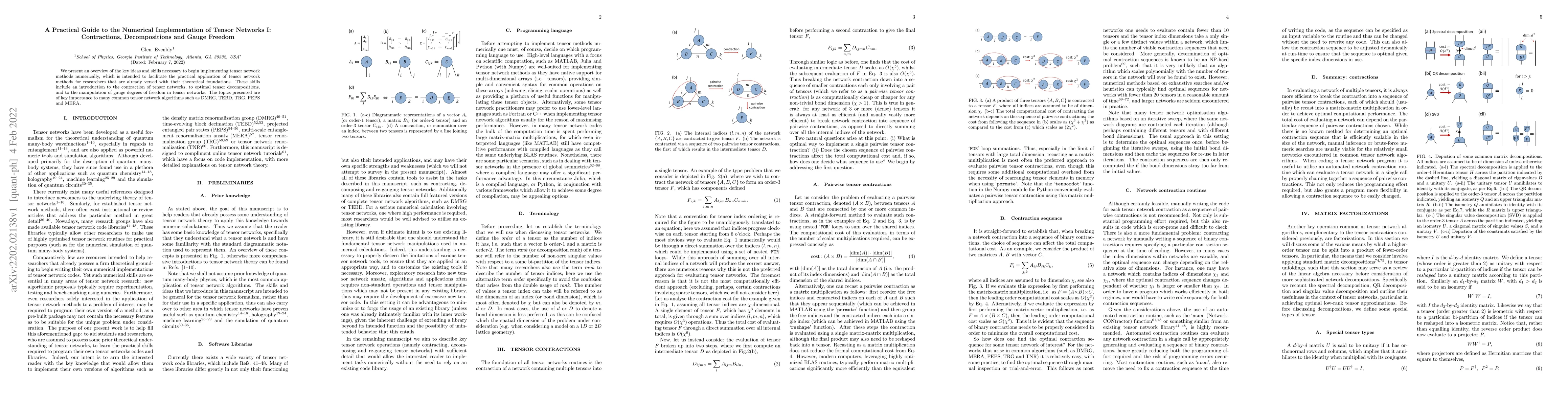 Thumbnail for A Practical Guide to the Numerical Implementation of Tensor Networks I:
  Contractions, Decompositions and Gauge Freedom