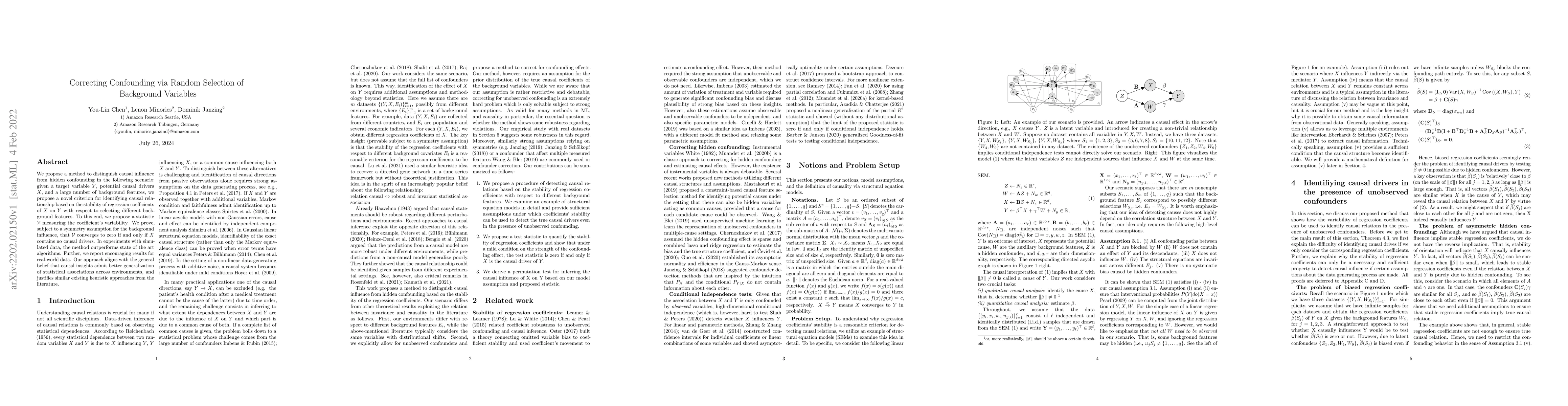 Thumbnail for Correcting Confounding via Random Selection of Background Variables