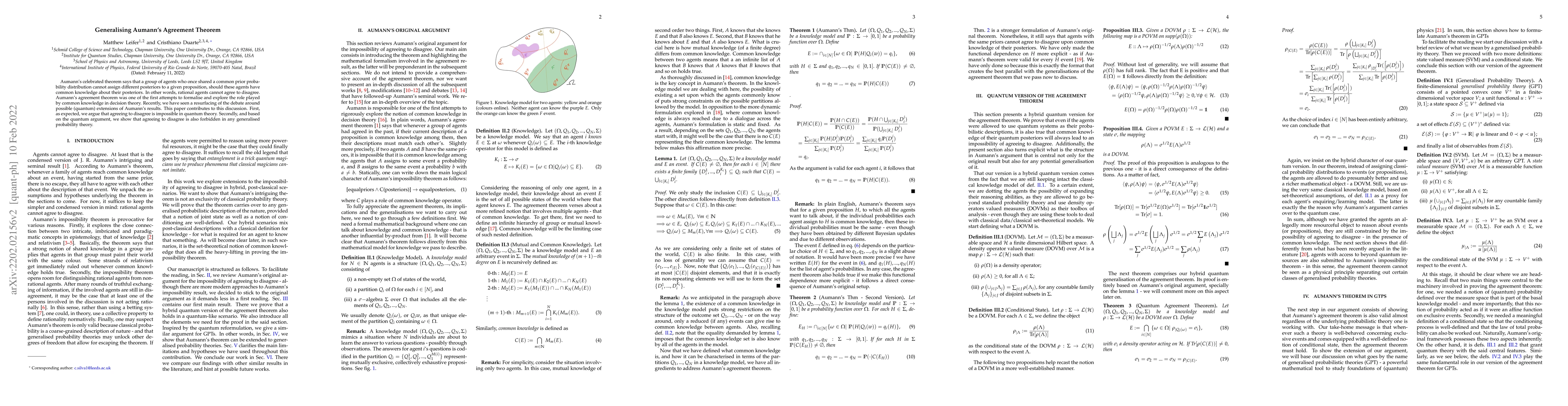 Thumbnail for Generalising Aumann's Agreement Theorem