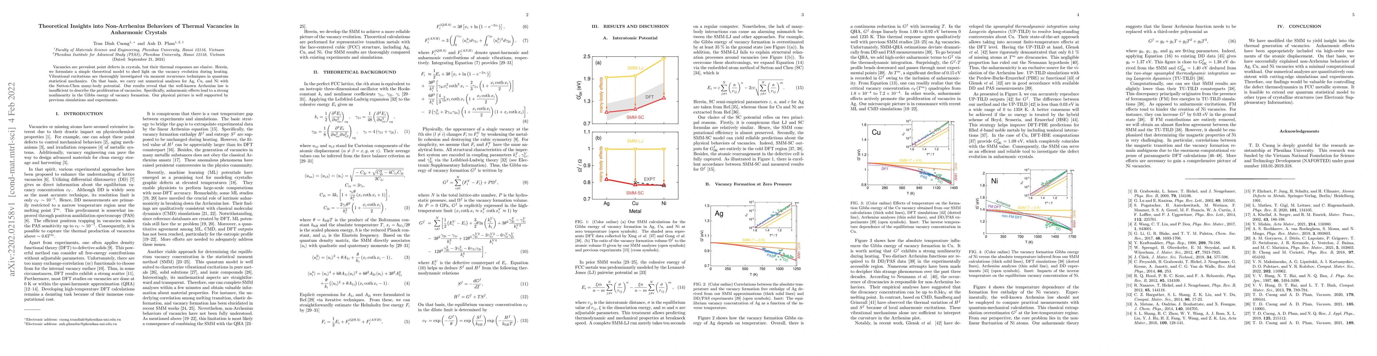 Thumbnail for Theoretical Insights into Non-Arrhenius Behaviors of Thermal Vacancies
  in Anharmonic Crystals
