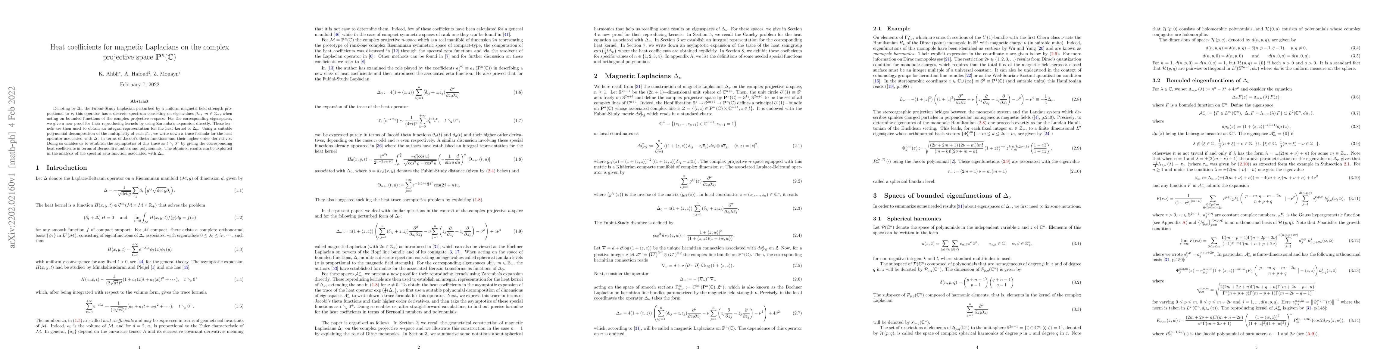 Thumbnail for Heat coefficients for magnetic Laplacians on the complex projective
  space $\mathbf{P}^{n}(\mathbb{C})$