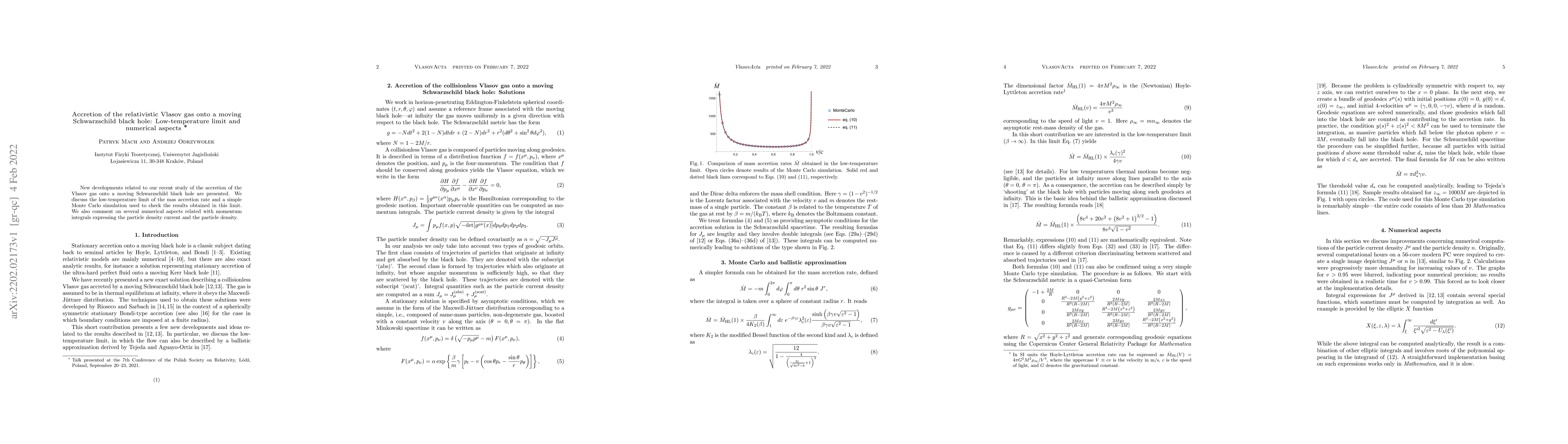 Thumbnail for Accretion of the relativistic Vlasov gas onto a moving Schwarzschild
  black hole: Low-temperature limit and numerical aspects