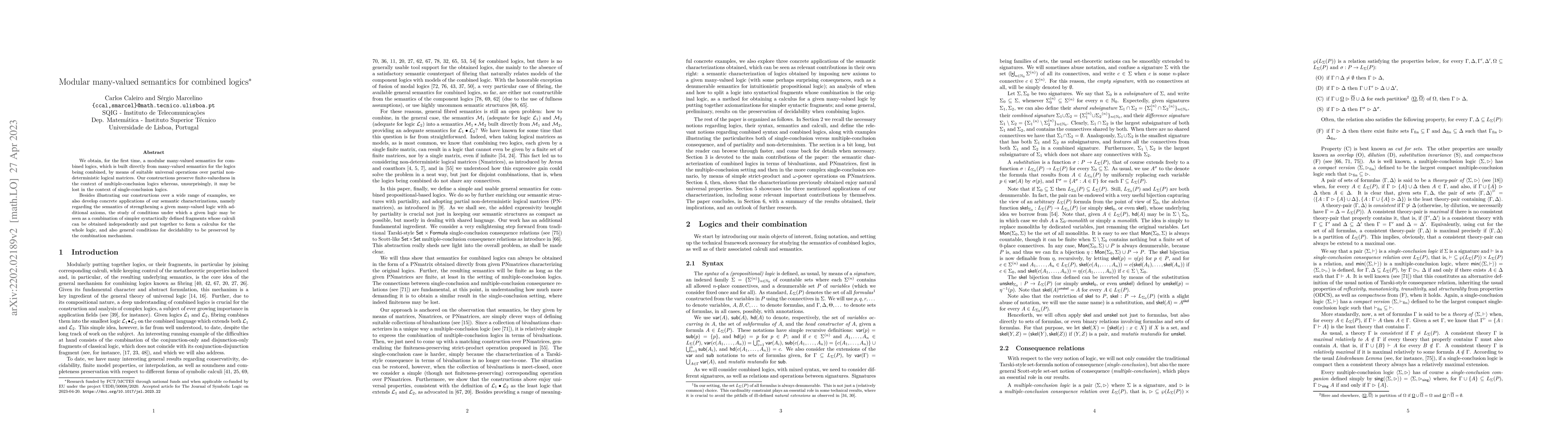 Thumbnail for Modular many-valued semantics for combined logics