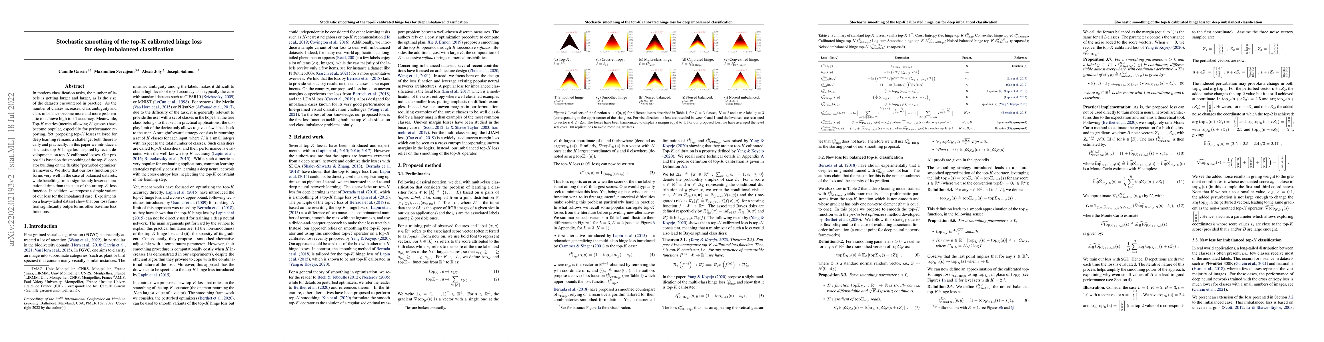 Thumbnail for Stochastic smoothing of the top-K calibrated hinge loss for deep
  imbalanced classification