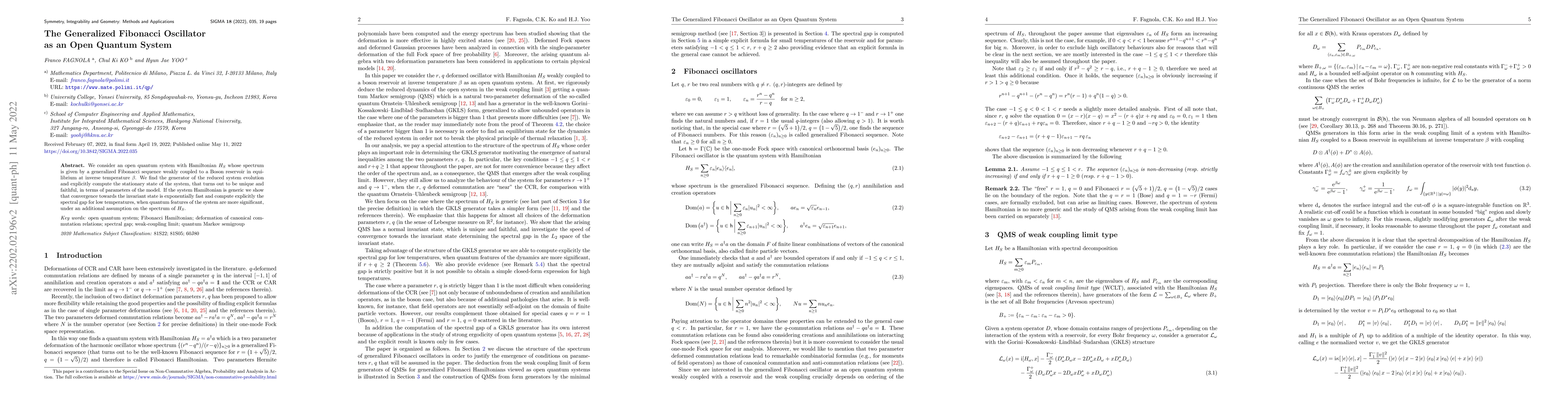 Thumbnail for The Generalized Fibonacci Oscillator as an Open Quantum System