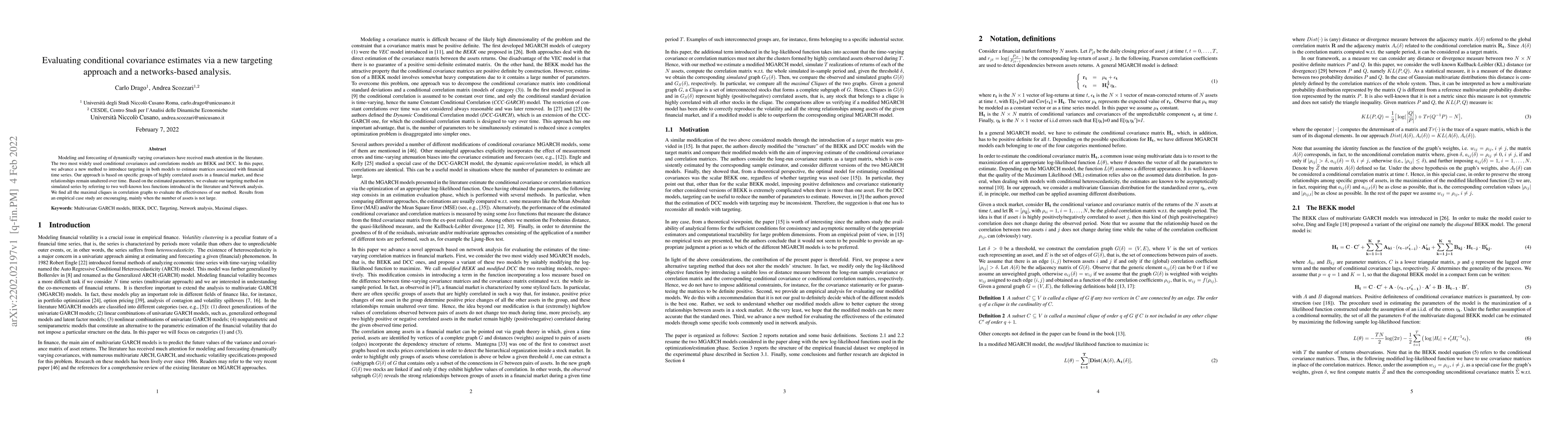 Thumbnail for Evaluating conditional covariance estimates via a new targeting approach
  and a networks-based analysis