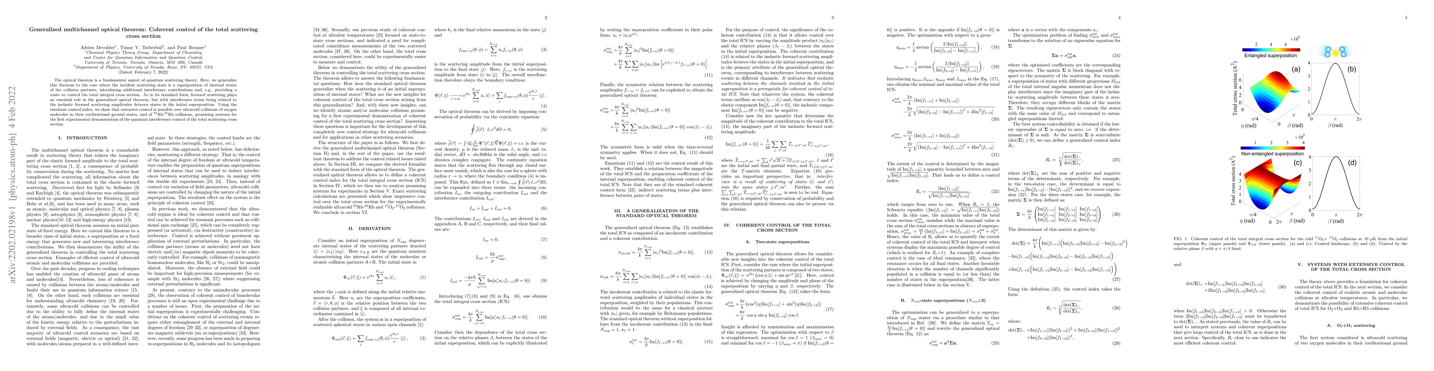 Thumbnail for Generalized multichannel optical theorem: Coherent control of the total
  scattering cross section