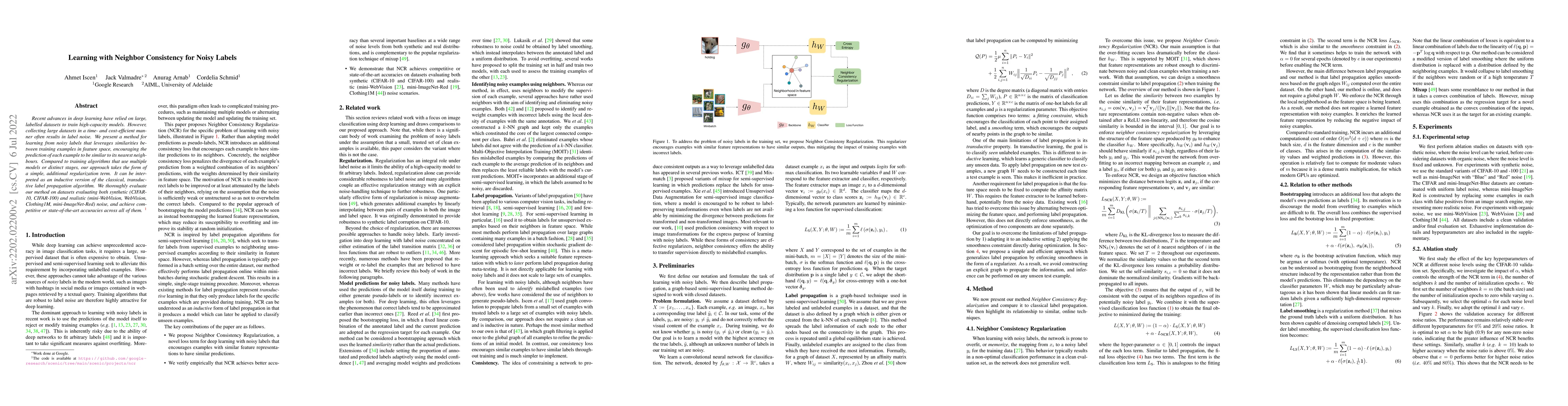 Thumbnail for Learning with Neighbor Consistency for Noisy Labels