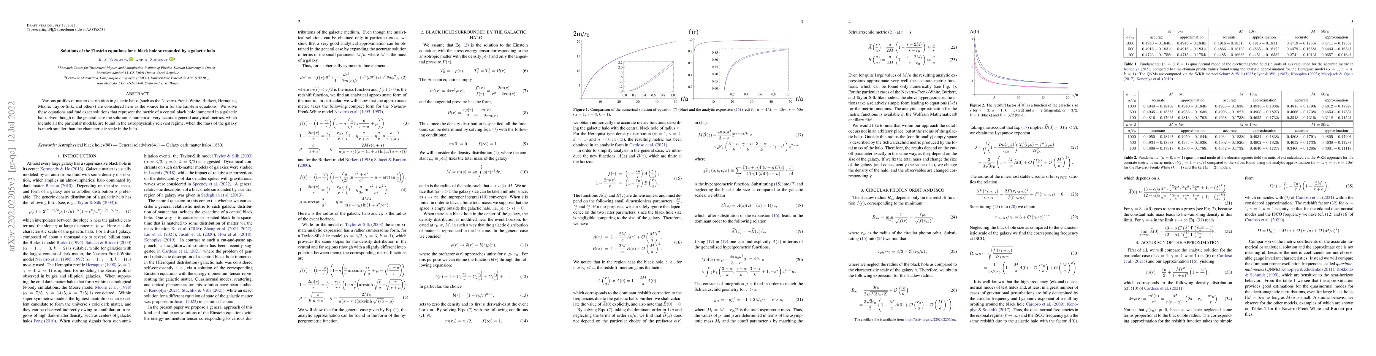 Thumbnail for Solutions of the Einstein equations for a black hole surrounded by a
  galactic halo
