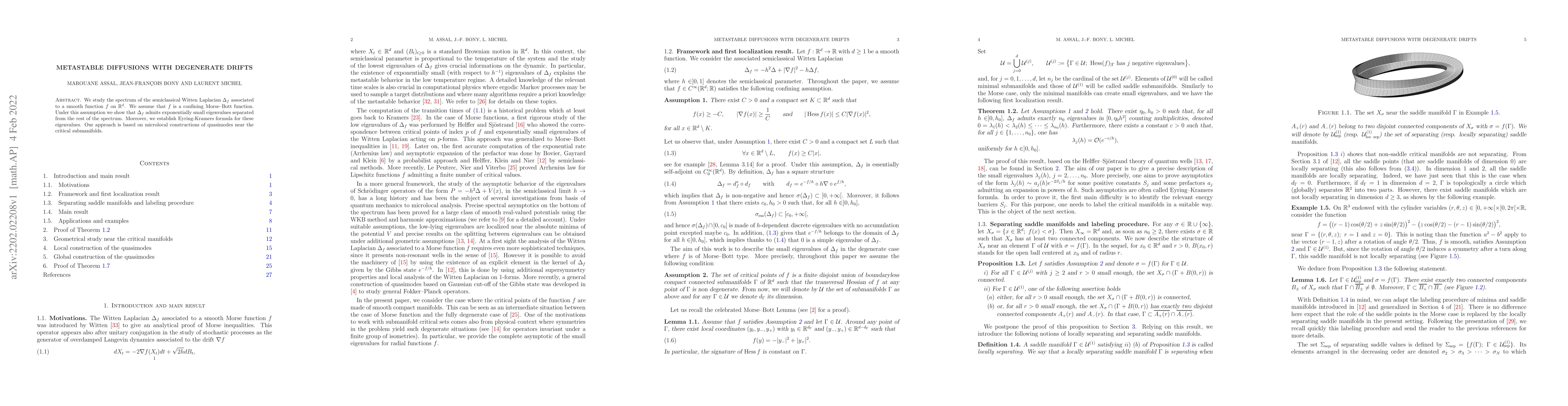 Thumbnail for Metastable diffusions with degenerate drifts