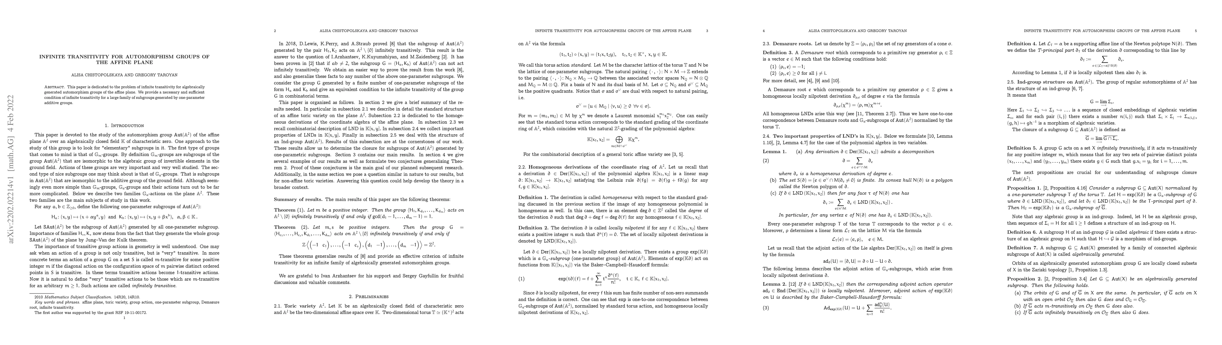 Thumbnail for Infinite transitivity for automorphism groups of the affine plane