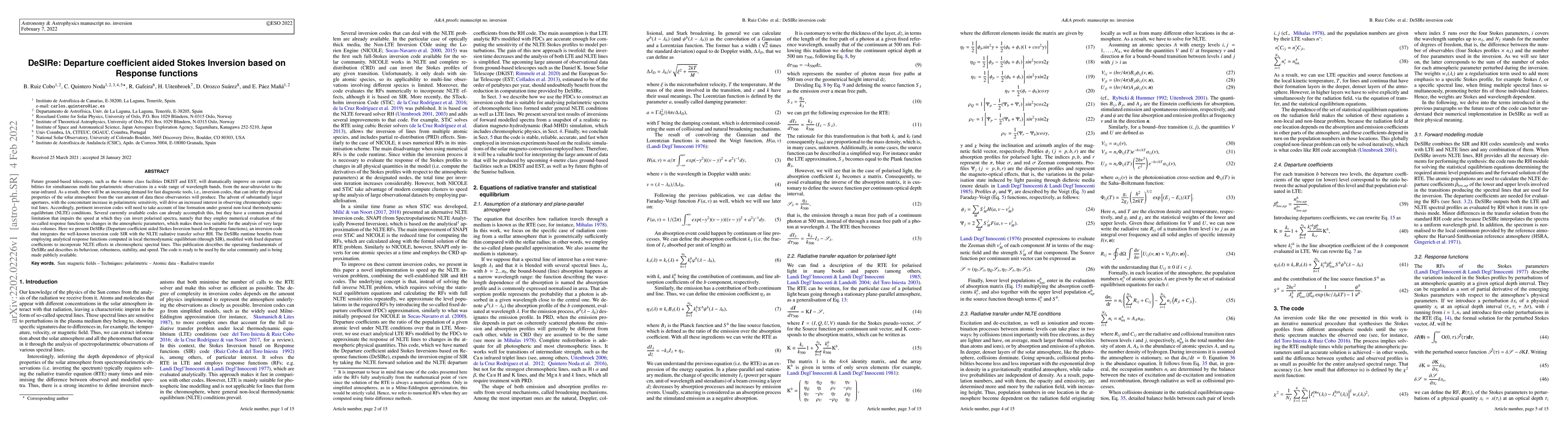 Thumbnail for DeSIRe: Departure coefficient aided Stokes Inversion based on Response
  functions