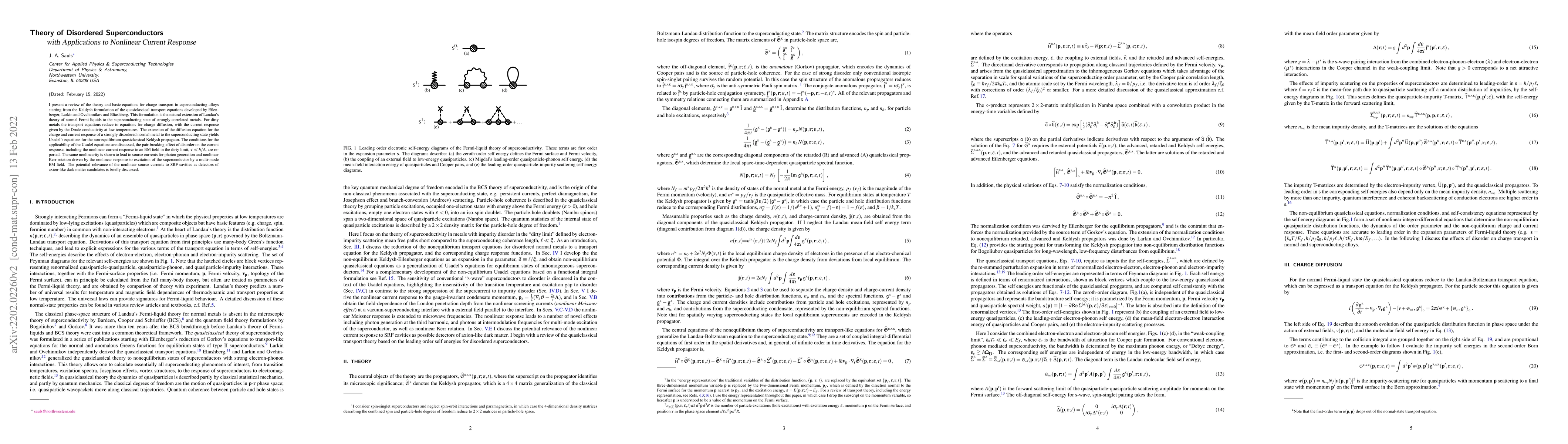 Thumbnail for Theory of Disordered Superconductors with Applications to Nonlinear
  Current Response