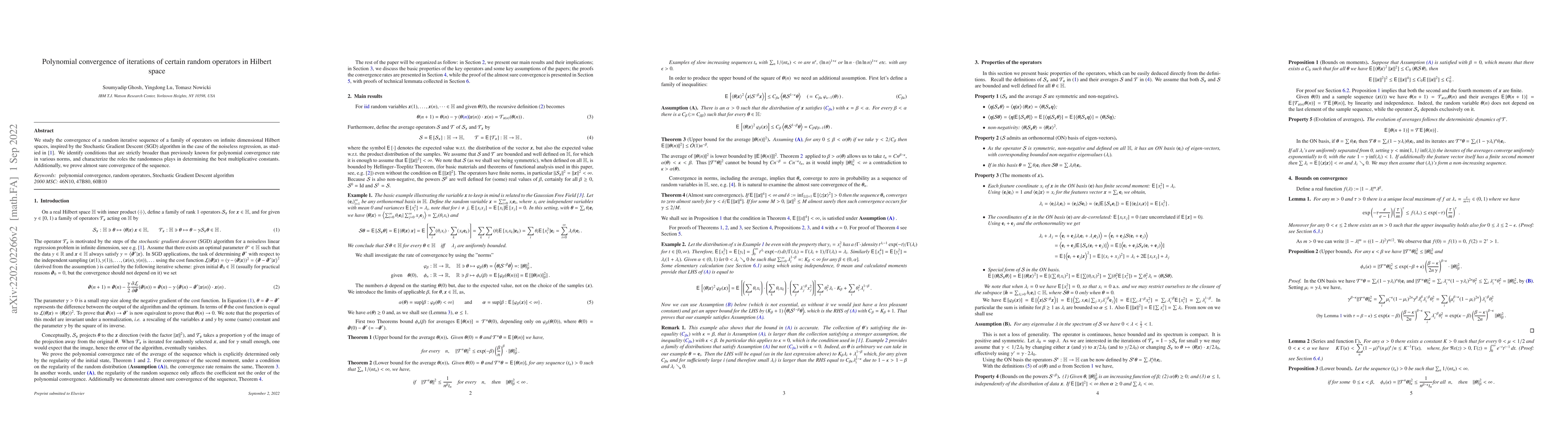 Thumbnail for Polynomial convergence of iterations of certain random operators in
  Hilbert space