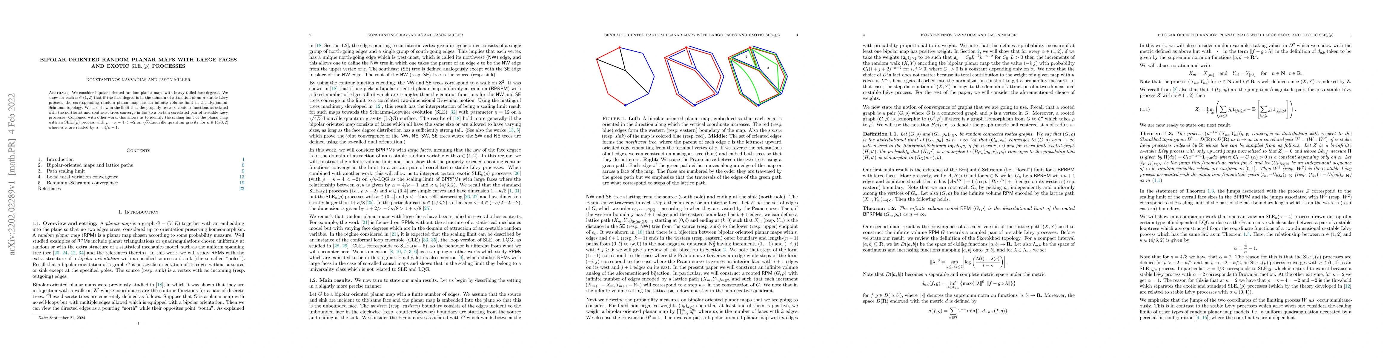 Thumbnail for Bipolar oriented random planar maps with large faces and exotic
  SLE$_\kappa(\rho)$ processes