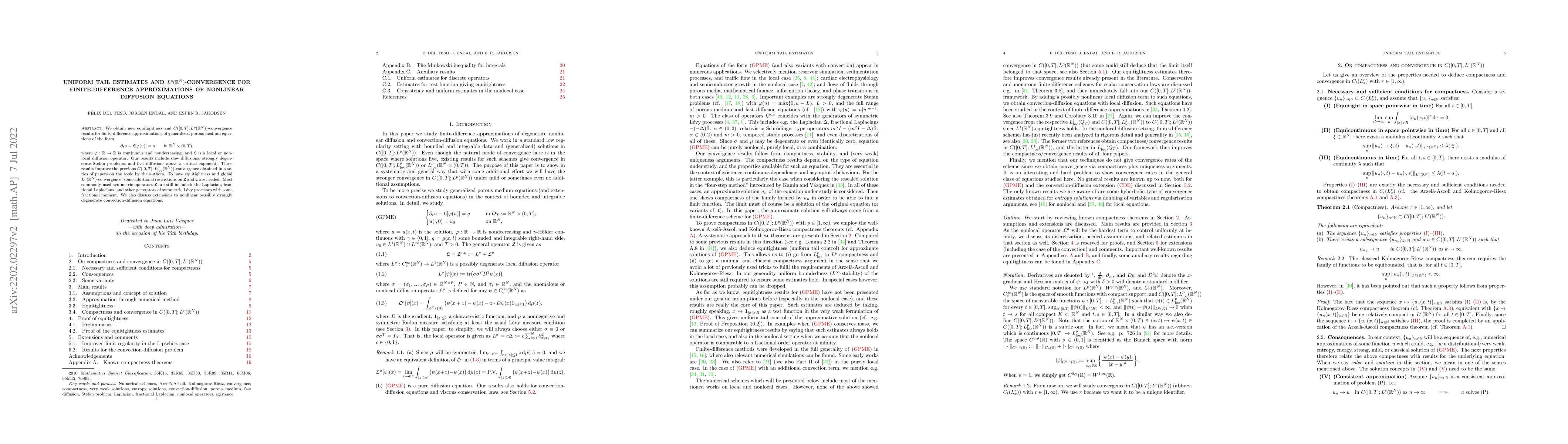 Thumbnail for Uniform tail estimates and $L^p(\mathbb{R}^N)$-convergence for
  finite-difference approximations of nonlinear diffusion equations