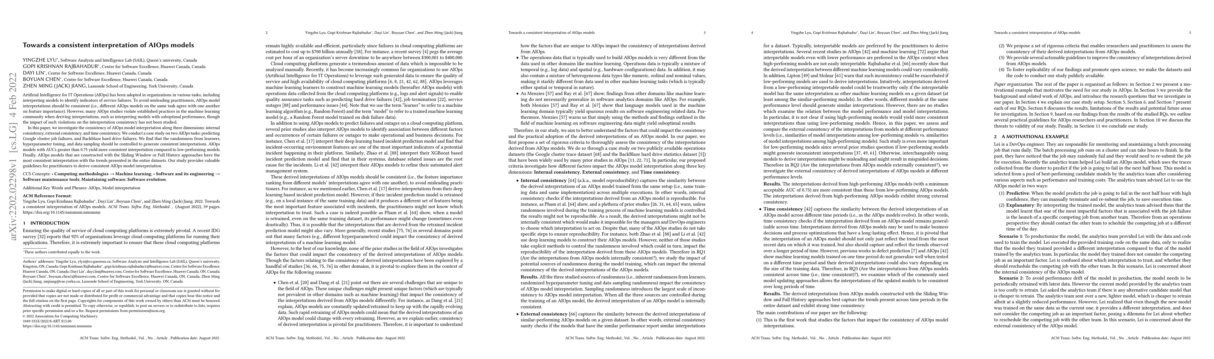 Thumbnail for Towards a consistent interpretation of AIOps models
