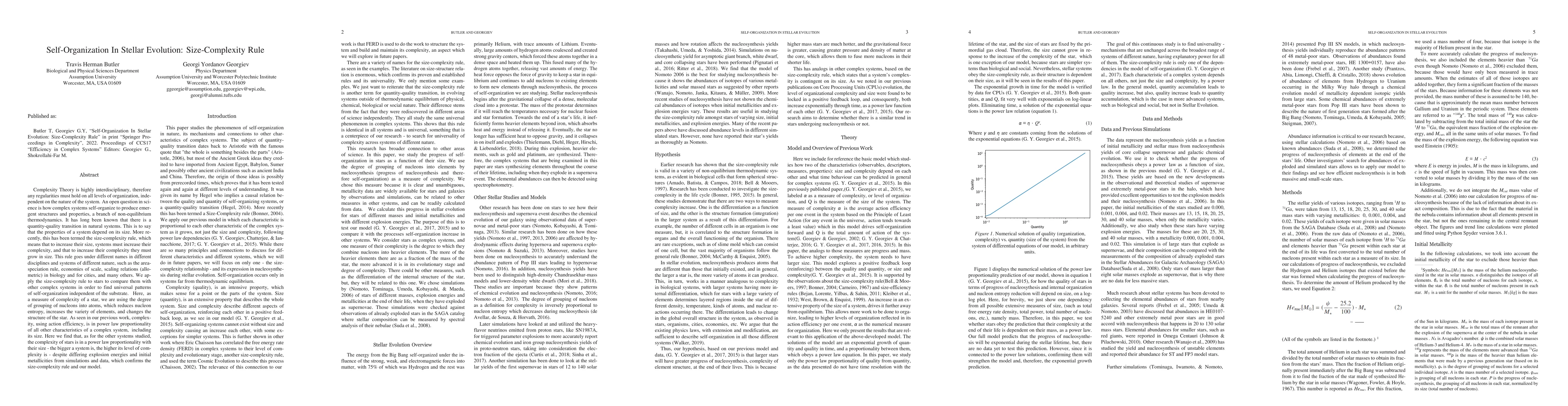 Thumbnail for Self-Organization In Stellar Evolution: Size-Complexity Rule