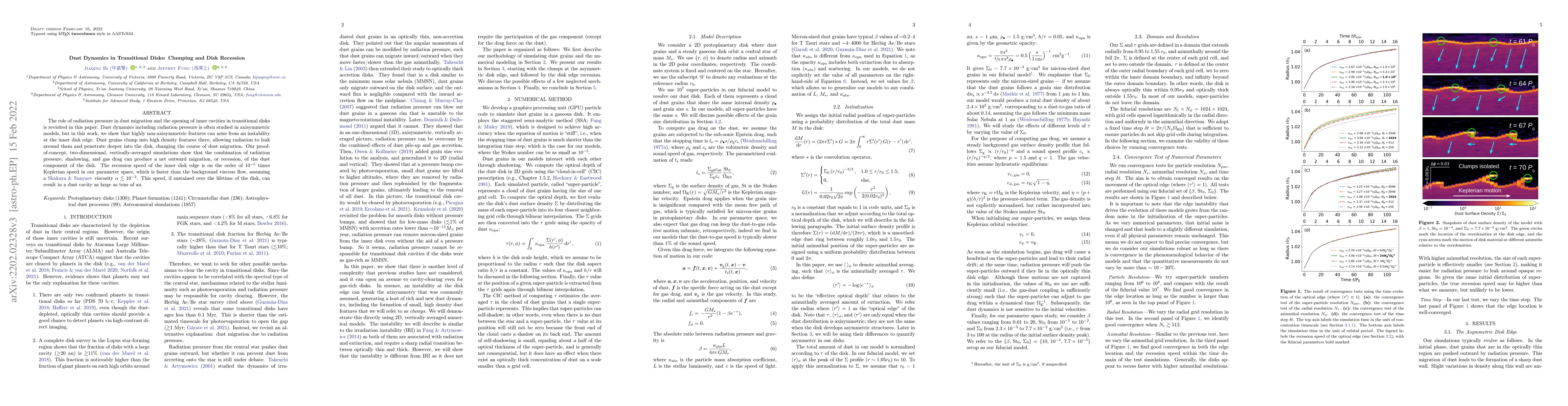 Thumbnail for Dust Dynamics in Transitional Disks: Clumping and Disk Recession