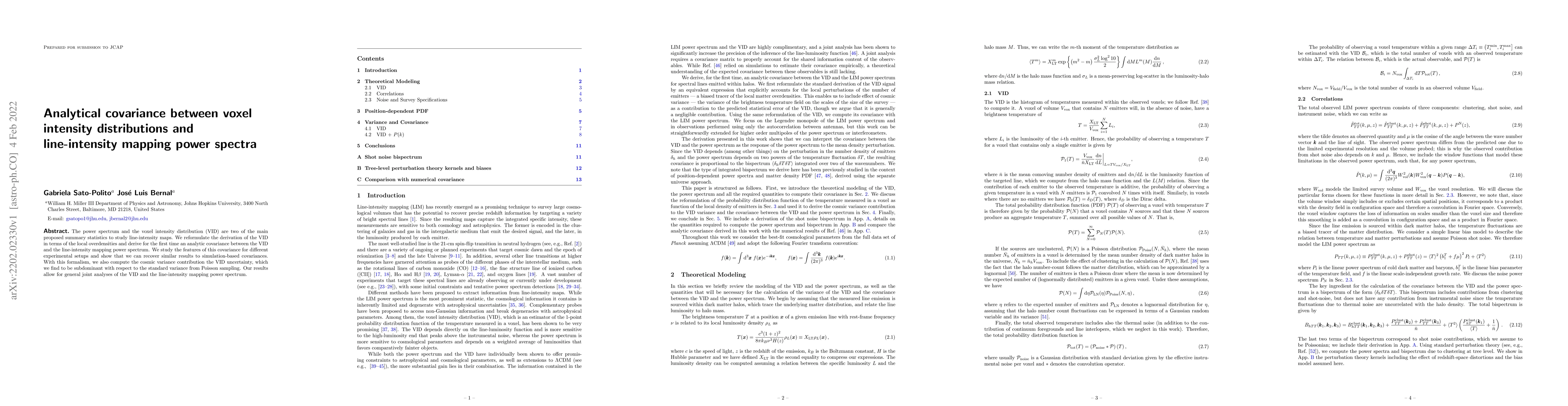 Thumbnail for Analytical covariance between voxel intensity distributions and
  line-intensity mapping power spectra