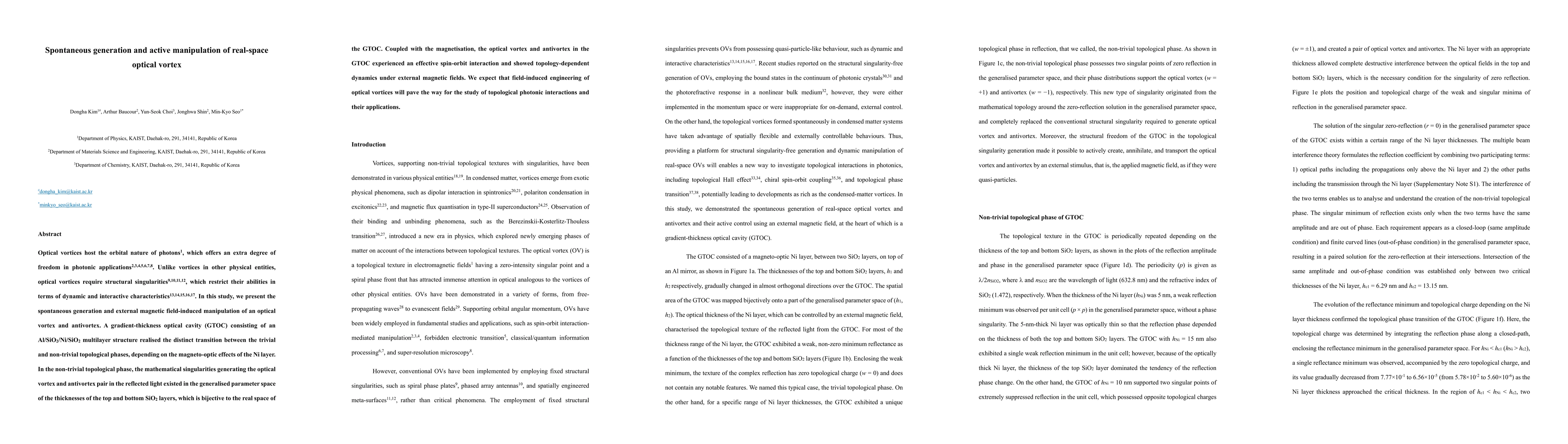 Thumbnail for Spontaneous generation and active manipulation of real-space optical
  vortex