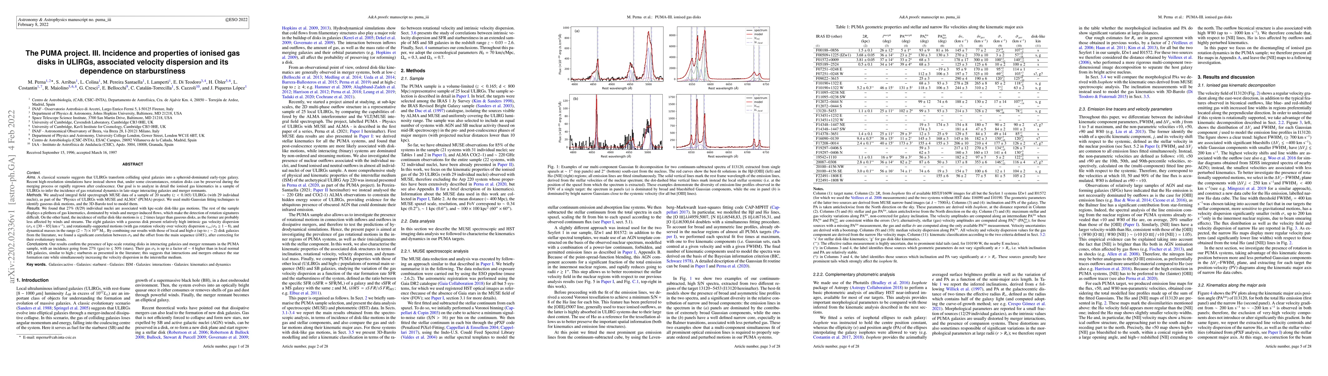 Thumbnail for The PUMA project. III. Incidence and properties of ionised gas disks in
  ULIRGs, associated velocity dispersion and its dependence on starburstiness